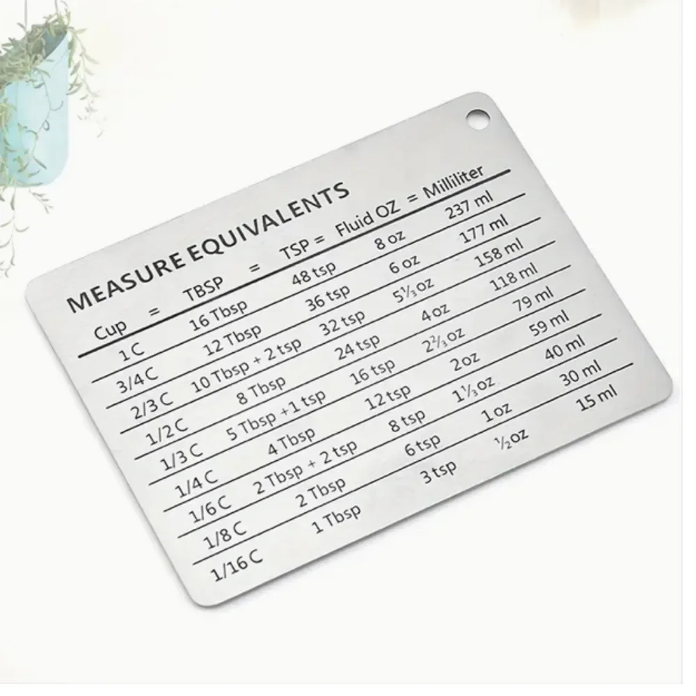 Stainless Steel Fridge Magnet, Common Unit Conversion Comparison Table